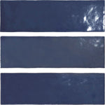 Deep Azure 2.5x8 ceramic wall tile enhancing kitchens with vibrant Moroccan charm