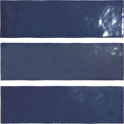 Deep Azure 2.5x8 ceramic wall tile enhancing kitchens with vibrant Moroccan charm