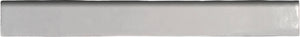 Zellige Charm Pearl Gray 1×8 semi-gloss ceramic bullnose trim.