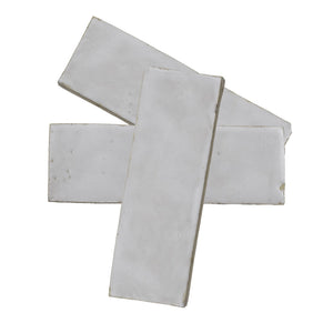 Sahara Cream glossy handmade Moroccan Zellige 2×6 rectangular wall tile.