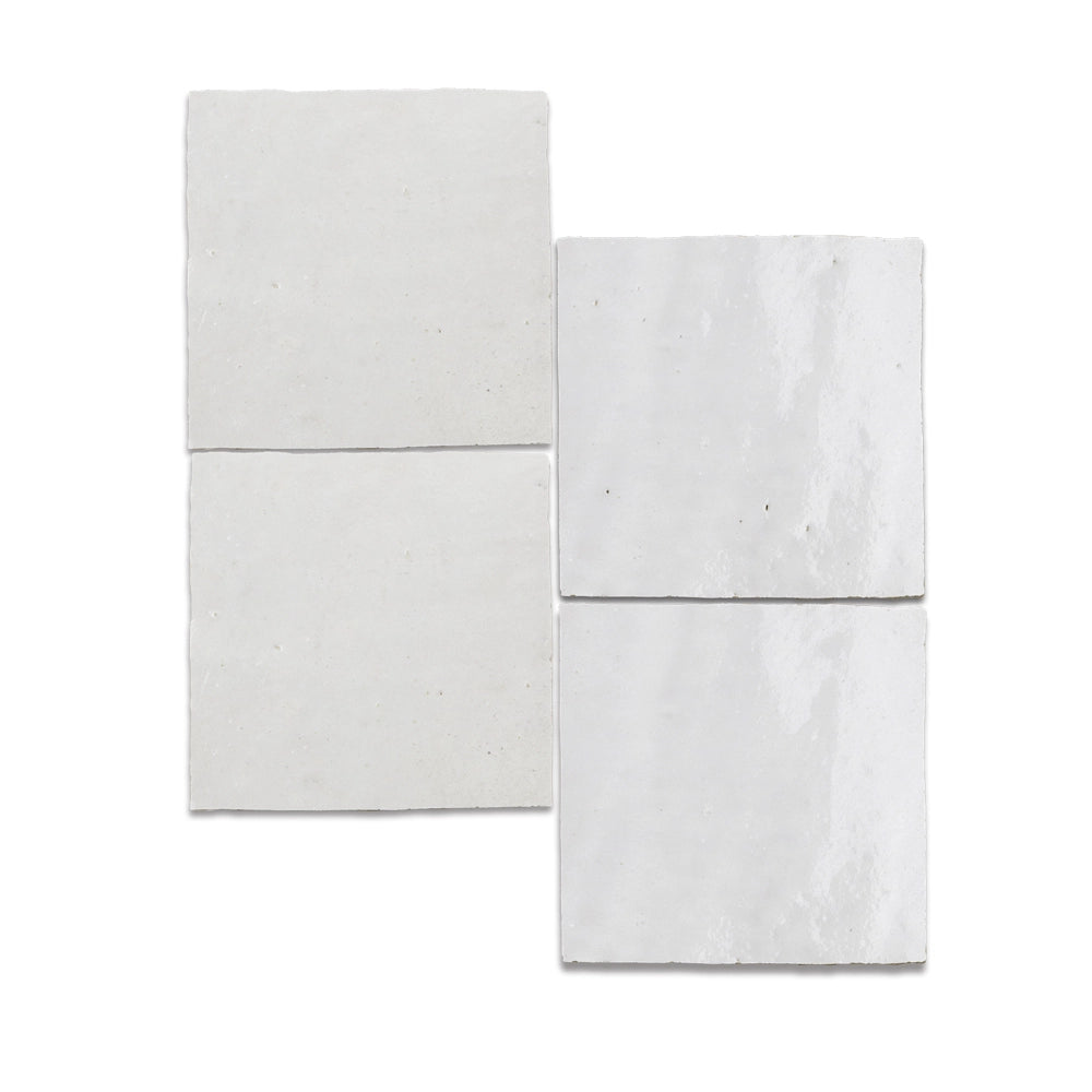 Sahara Cream Zellige 4x4 handmade Moroccan wall tile, glossy finish