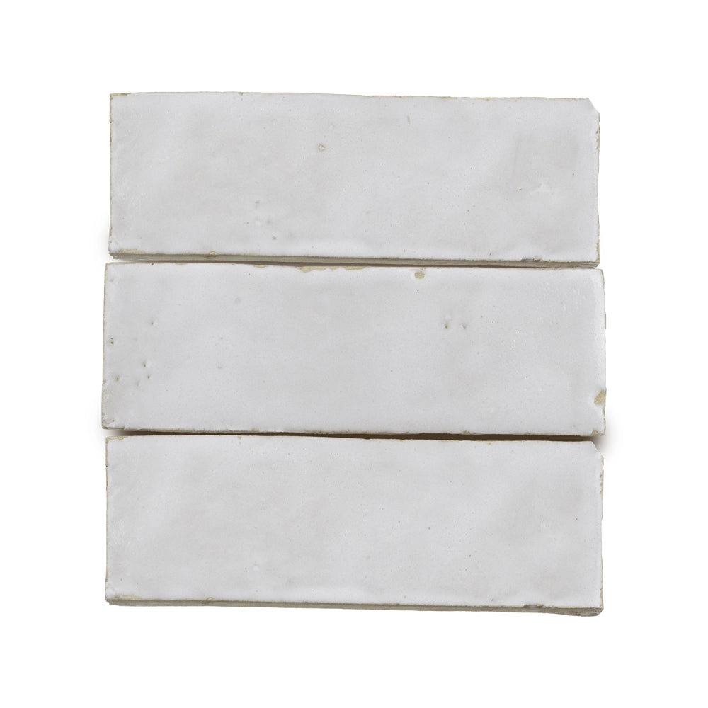 Sahara Cream Zellige 2x6 handmade Moroccan subway tile, glossy finish
