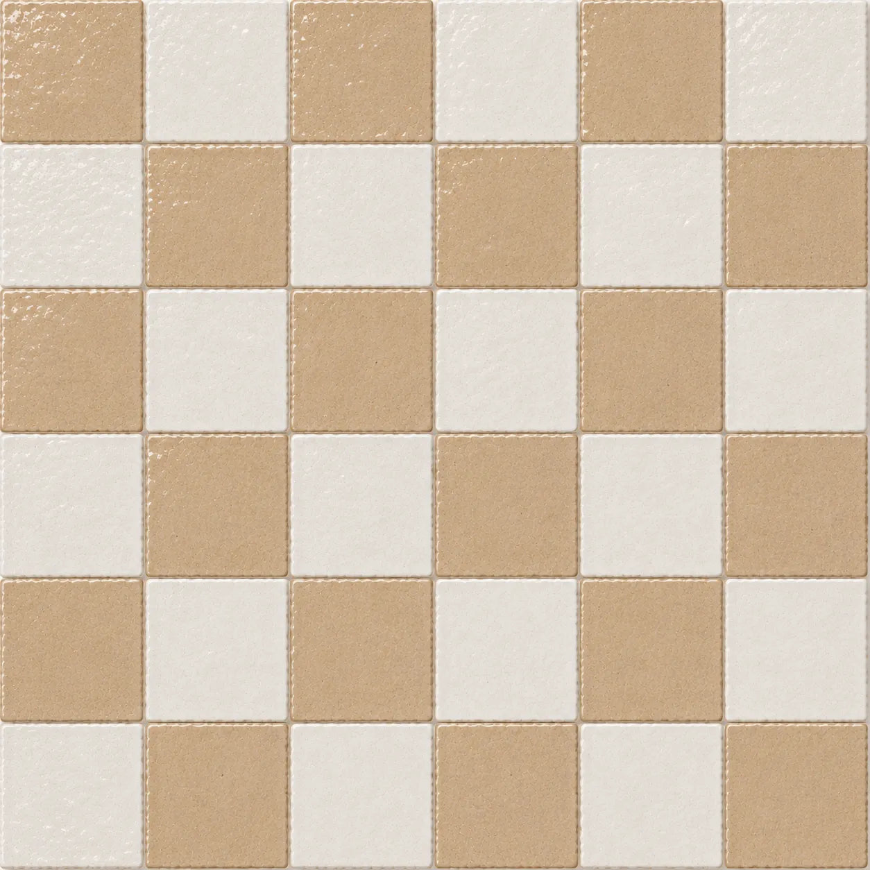 Pattern repeat of Adeline 4×4 Zellige checkerboard in Sand & Ivory.