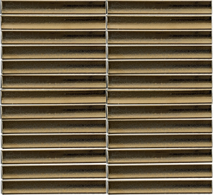 Arcelle Gilded Bronze concave porcelain mosaic installed on a contemporary kitchen feature wall
