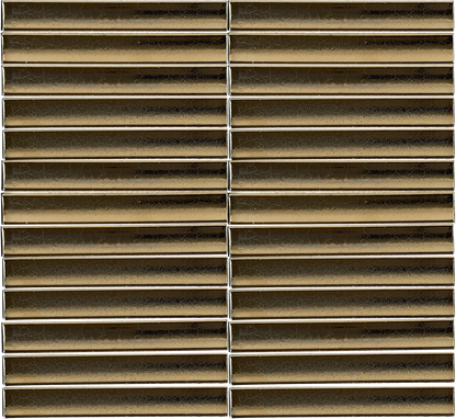 Arcelle Gilded Bronze concave porcelain mosaic installed on a contemporary kitchen feature wall
