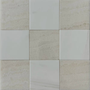 White Onyx Bianco Dolomite Checkerboard Tile Polished