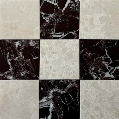 Rojo Alicante White Pearl Checkerboard Tiles Polished or Honed