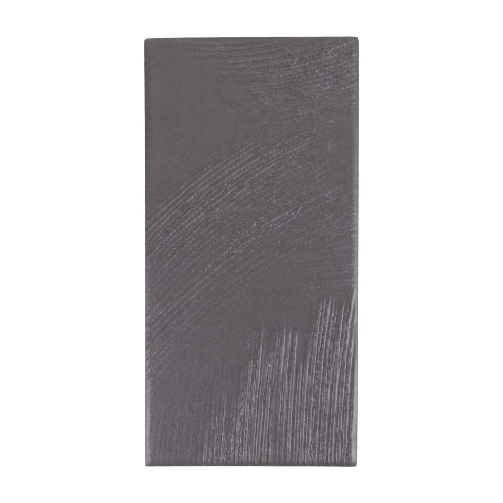 Carbon Slate Stria porcelain tile 3.5×7 front view with matte slate-gray striations