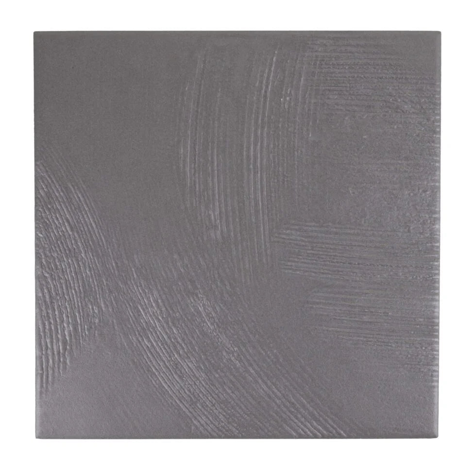 Carbon Slate Stria porcelain tile 7×7 front view, deep graphite tone, matte finish.
