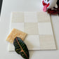 White Onyx Bianco Dolomite Checkerboard Tile Polished