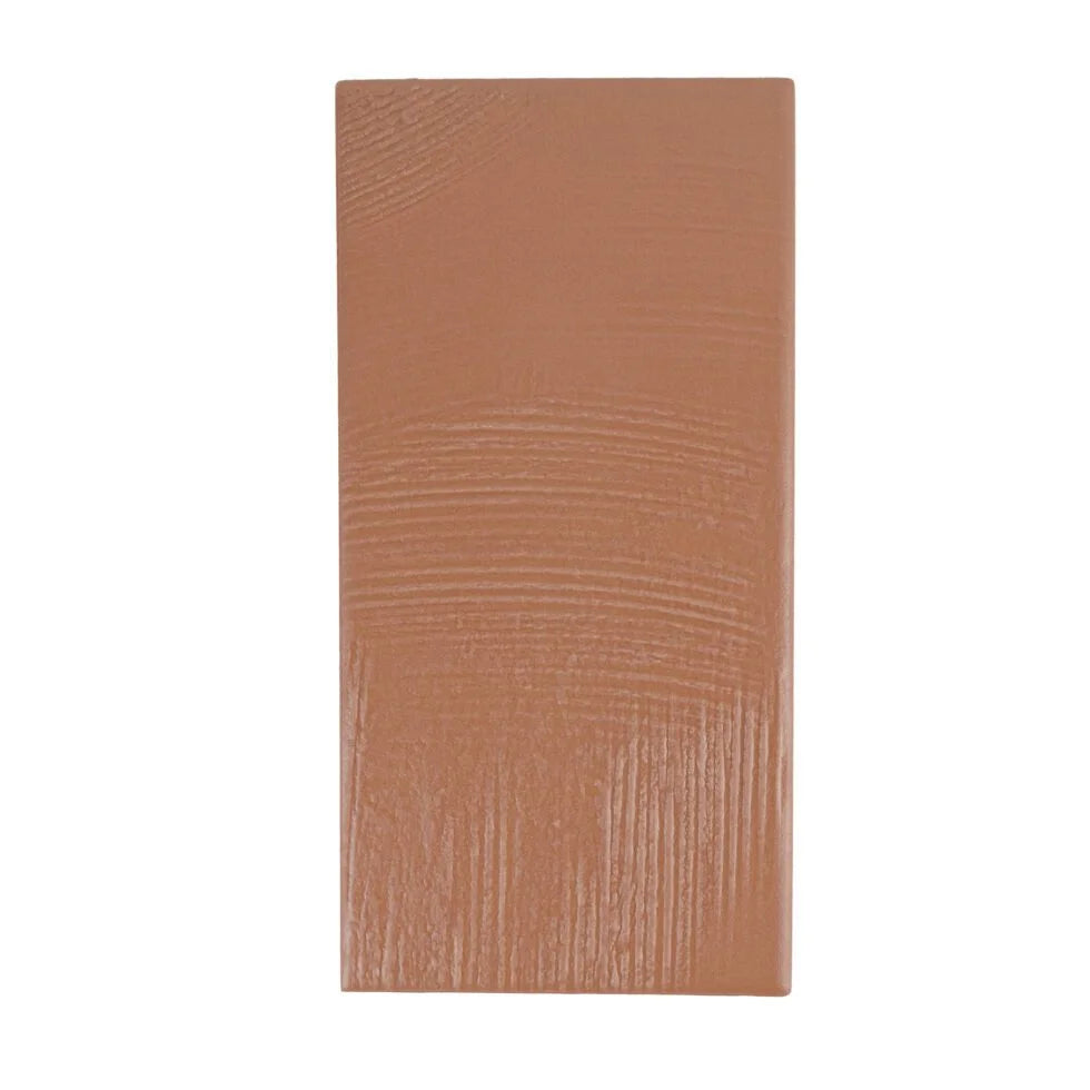 Clay Terracotta textured porcelain tile 3.5×7 flat view – Stria Collection by Arda Ogan.