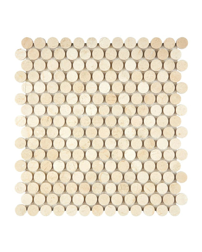 Crema Marfil Marble Mosaic Penny Round - mosaic  