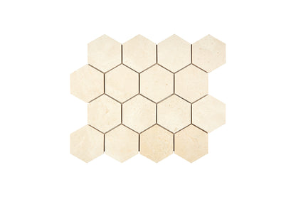 hexagon beige marble mosaic 3 inch