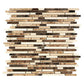 Crema Marfil Marble Bamboo Sticks with Emperador Dark Mosaic in polished beige finish