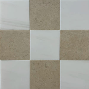 Crema Marfil Bianco Dolomite Checkerboard Tiles Polished or Honed