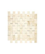 Crema Marfil Marble 1x2 Split Face Mosaic in warm beige tones