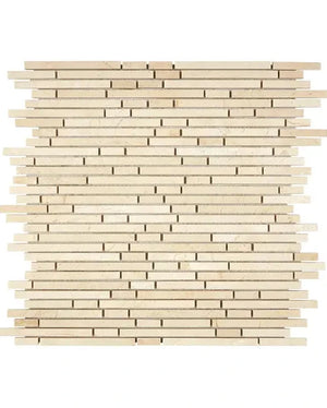 Crema Marfil Marble Bamboo Sticks Mosaic in polished beige finish