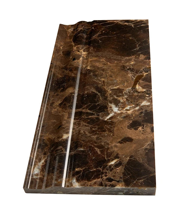 Emperador Dark marble polished 4¾×12 baseboard.