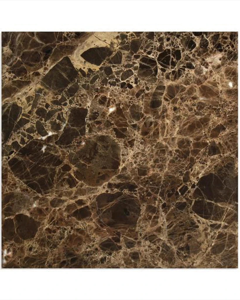 Emperador Dark polished 12×12 marble tile; filename also references Honed although only Polished is active.