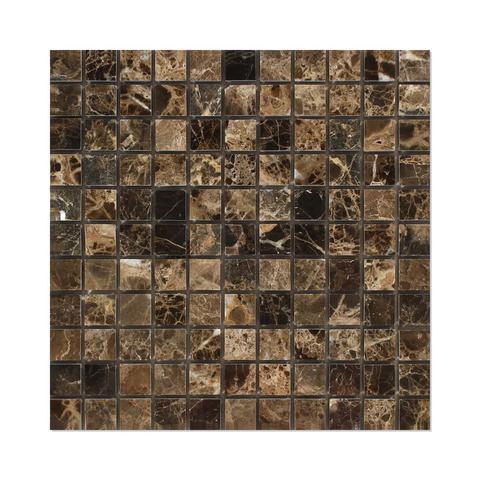 Emperador Dark marble 1 x 1 mosaic tile commercial and residential interior and exterior shower backsplash countertop deck patio wall floor decorative