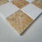 checkerboard collection with honey onyx and white dolomite tiles