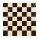 Lucienne Checkerboard Zellige Tile featuring handcrafted Espresso and Ivory Moroccan Zellige in a classic checkerboard pattern.