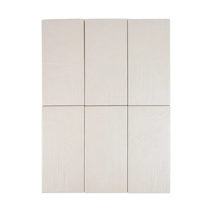 Stria Luna Plaster 3.5×7 porcelain tiles arranged to show color and texture variation.