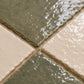 Close-up detail of Noemie Checkerboard Zellige Tile highlighting handmade texture, glaze variation, and artisan craftsmanship.