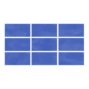SeraPool Relax pastel cobalt porcelain pool tile, 9-face texture variation sample (blue tones).