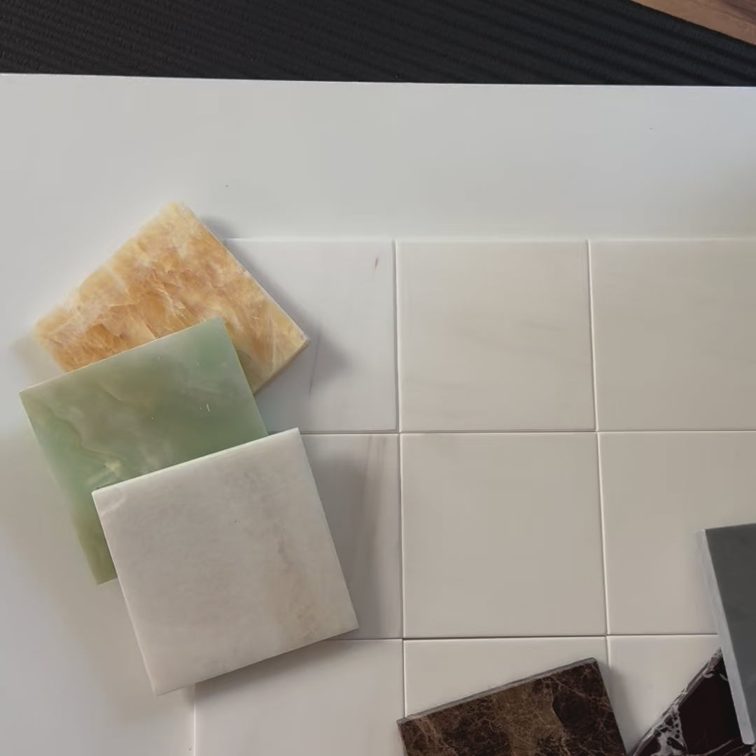 Bianco Dolomite Marble Tiles with coordinating Marble color options for high-end floors, walls, and high-end kitchen backsplashes.