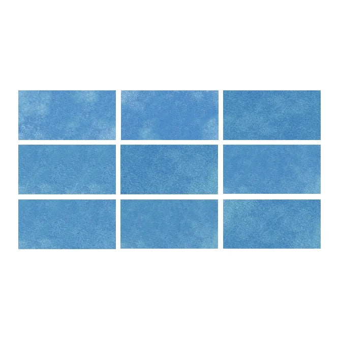 SeraPool Relax porcelain pool tile sample board showing 9 face variations in blue, arranged in a 3×3 grid.