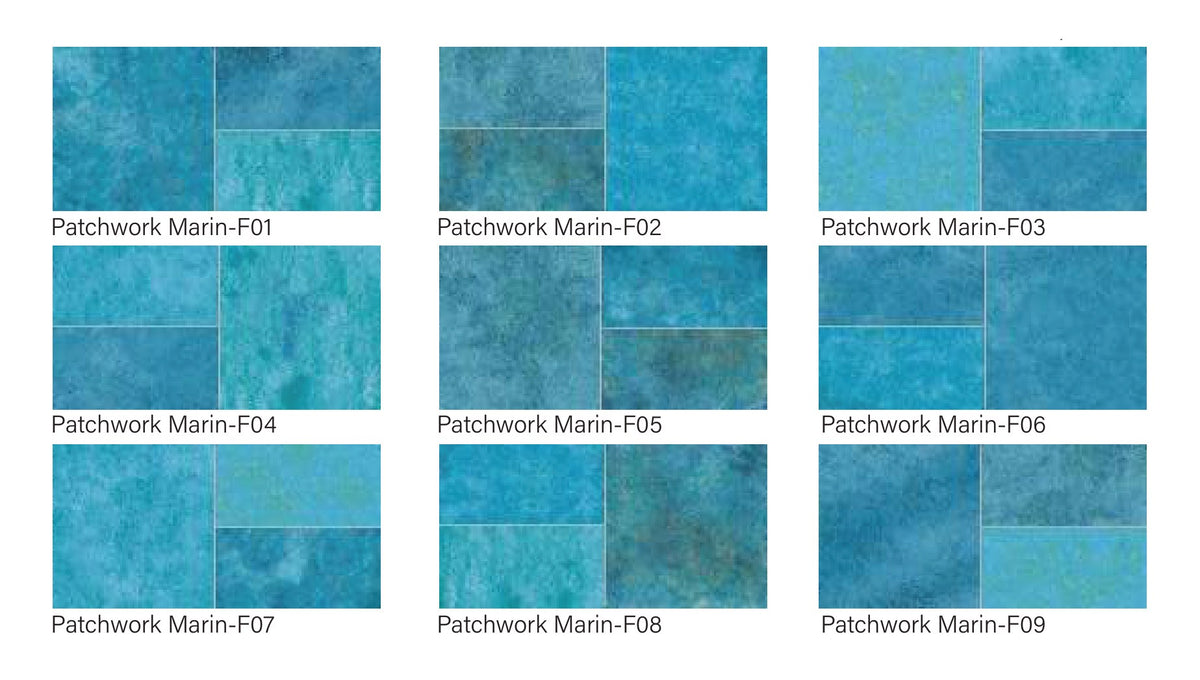 SeraPool Natural Patchwork Marin porcelain pool tile, all nine faces shipped mixed for random installation