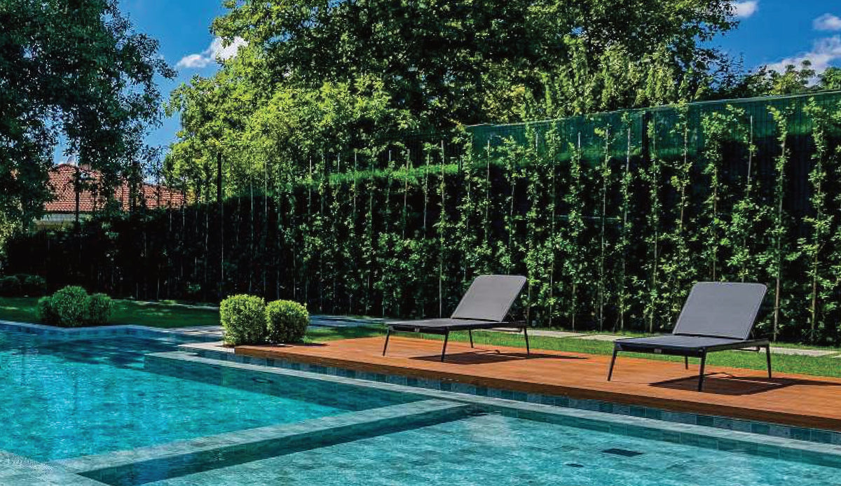 SeraPool Natural Sukabumi porcelain pool tile, close-up of a finished pool surface