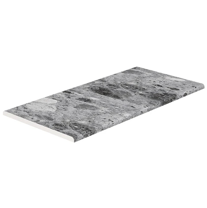SeraPool Relax Ceppo Terrazzo Grey porcelain double-beveled pool edge tile with a stone-look grey surface.
