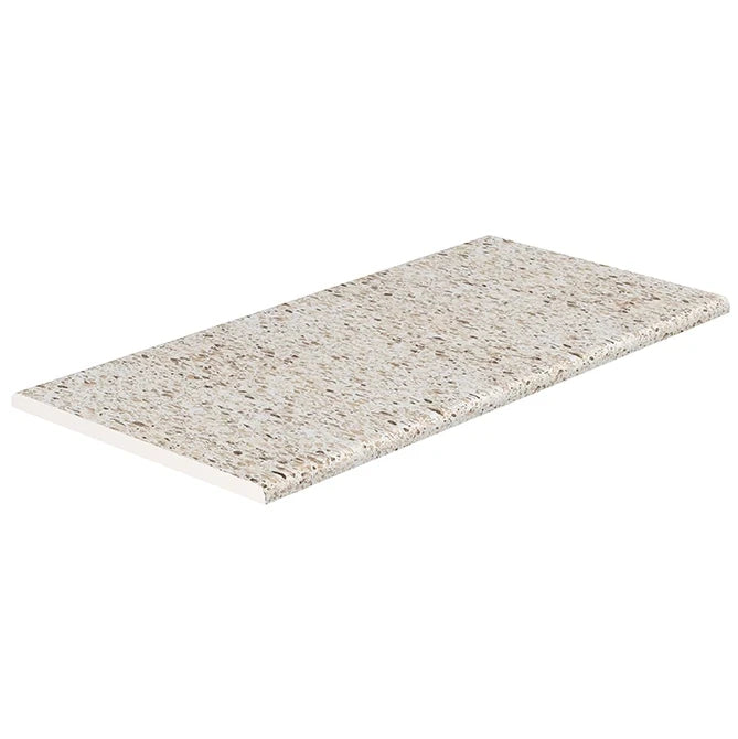 SeraPool Relax Pebble Sand Beige porcelain double-beveled pool edge tile with a softly finished architectural edge.