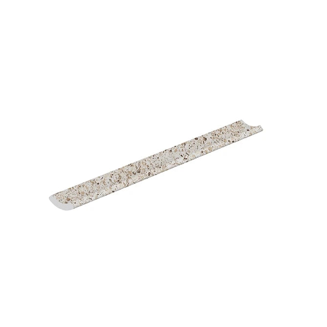 SeraPool Relax Pebble Sand Beige porcelain inner trim with a concave profile for pool wall and floor transitions.