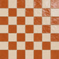 Pattern repeat of Solenne Checkerboard Zellige Tile showing Terracotta and Ivory handcrafted Moroccan Zellige.