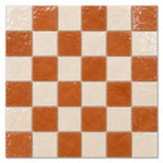 Solenne Checkerboard Zellige Tile featuring handcrafted Terracotta and Ivory Moroccan Zellige in a classic checkerboard pattern.