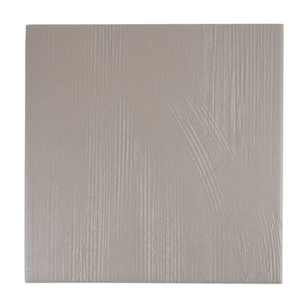 Taupe Ember 7×7 porcelain tile in soft earthy taupe with subtle linear stria finish.
