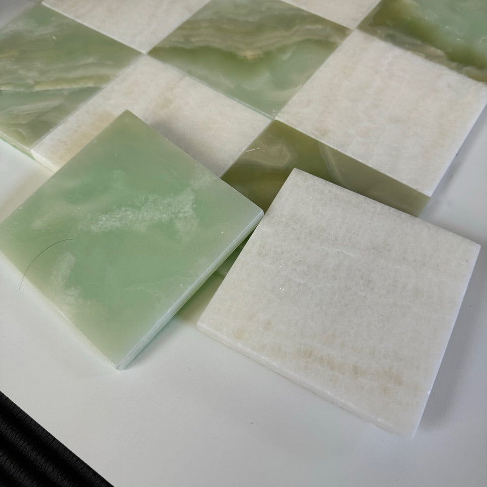 Vanilla Onyx / Green Onyx Checkerboard Tiles Polished - Tile  