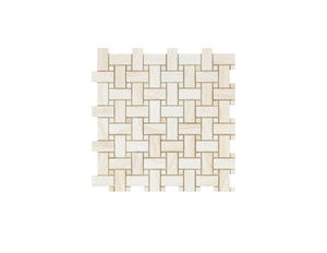 Vanilla Onyx Stone Basketweave Mosaic Tile Polished