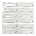Vellora Pearl White 2×6 oval porcelain mosaic sheet with a glossy dimensional finish
