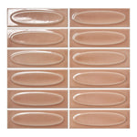 Vellora Rose Clay 2×6 oval porcelain mosaic sheet with a glossy dimensional blush finish
