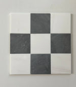 A square arrangement of tiles featuring Bardiglio Imperial and Bianco Dolomite marble in a checkerboard pattern. The contrast of the dark Bardiglio blue-grey tiles with the light, crisp white Bianco Dolomite tiles creates a bold, modern look. Perfect for luxury flooring or wall installations in marble tile designs.